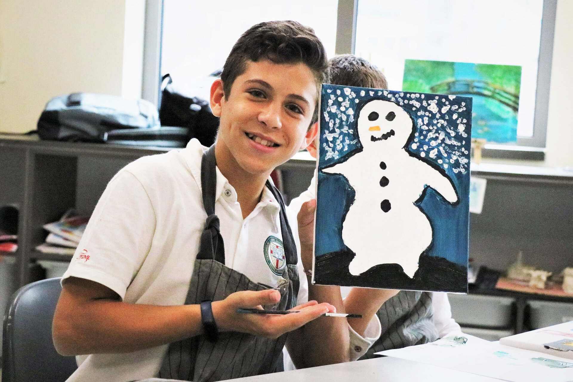 Коледни картини в часа по Изкуства с  8Б клас и Мис Снежи