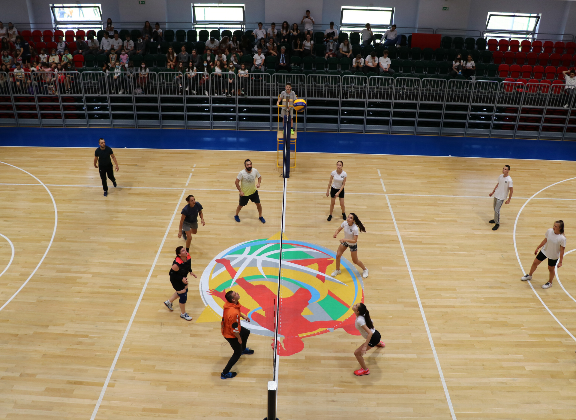 Teachers vs. Students in a Volleyball Sports Game